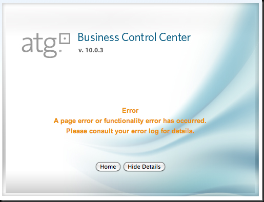 Business Control Center Error