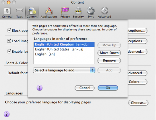 Firefox Language Preference